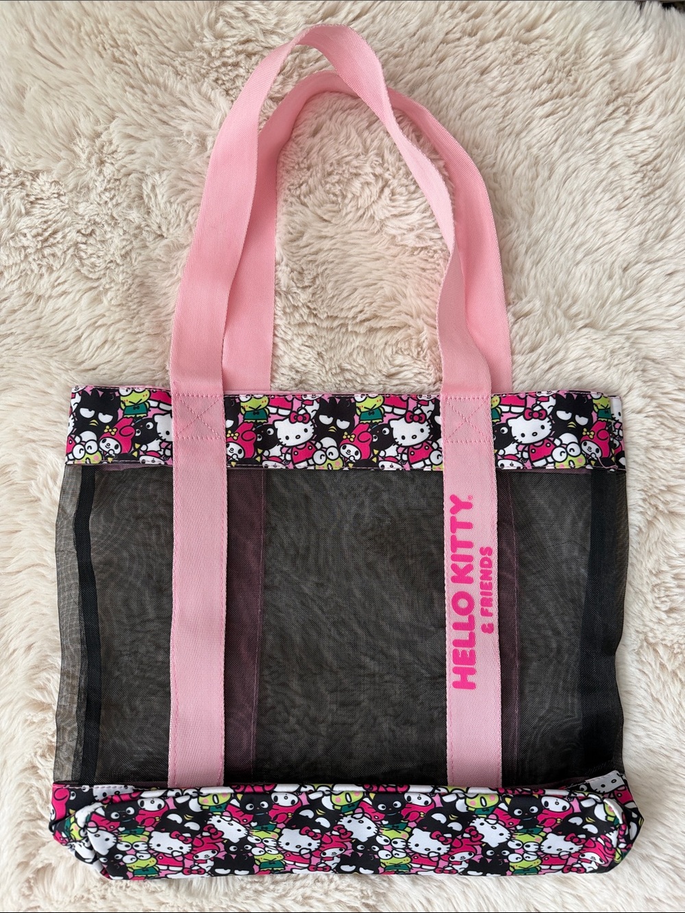 Sanrio Hello Kitty Black Mesh Tote